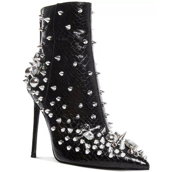 Steve Madden Women's Viceroy Embellished Spiked Dress Booties Black Size 6 EUC - Picture 1 of 13